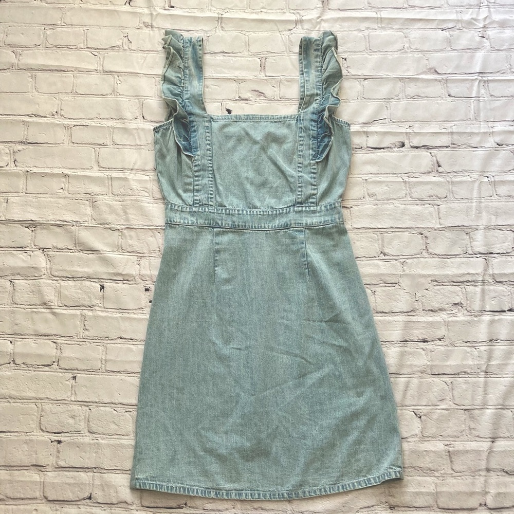 NWT Japna Light Denim Ruffle Sleeve Dress